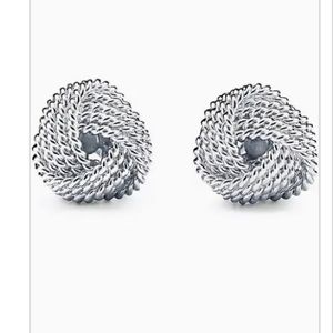 Authentic Tiffany & Co.® Somerset Love Knot Twist Rope Earrings in Silver.